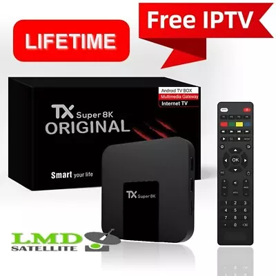 Tx Super 8k ORIGINAL LIFETIME Internet Smart Android Box TV NO SUBSCRIPTION • £77