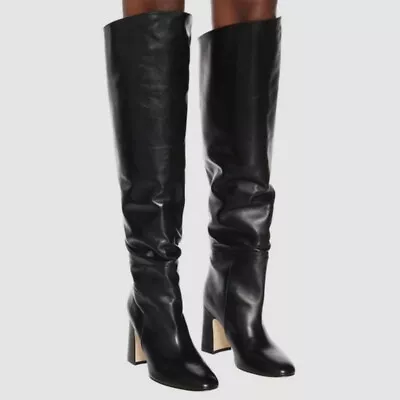 $795 Stuart Weitzman Women's Black Round Toe Knee-High Boots Shoes Size US 8.5M • $222.78