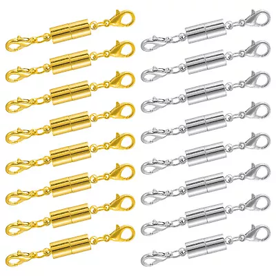 16Pcs Magnetic Jewelry Clasp Cylindrical Magnetic Lock Lobster Clasp Gold/Silver • $11.88