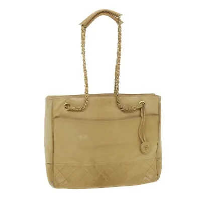 CHANEL Chain Shoulder Bag Lamb Skin Beige CC Auth Bs4112 • £385.35