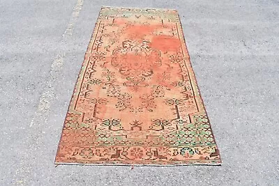 Vintage Orange Rug Handmade Rug Turkish Rug Boho Rug 3.6 X 8.7 Ft. RA0132 • $108