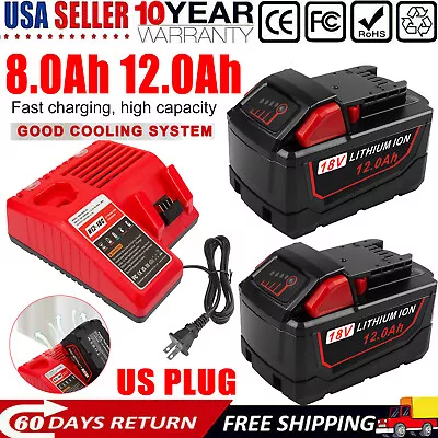 12.0Ah Charger Battery For Milwaukee For M18 18V 8.0Ah Lithium-Ion 48-11-1860  • $94.99