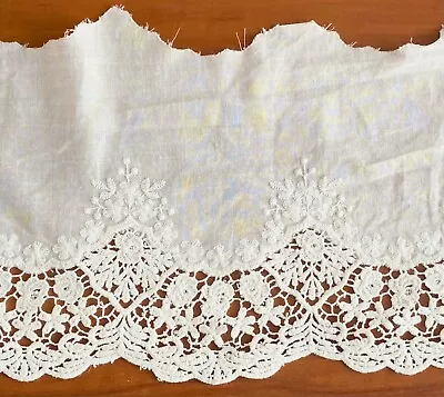 Cotton Embroidered Lace Fabric Trim 1 Yard Width 20 Cm • £5.95