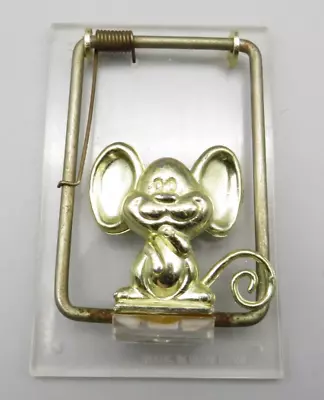 Vtg Victor Goldman Mouse Trap Memo Paper Clip Goldtone Plastic Base Office Decor • $9.09