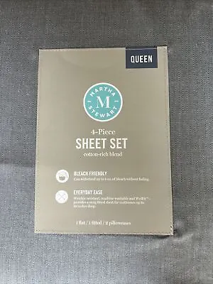 NEW Martha Stewart Gray Queen Sheet Set Bleach Friendly Cotton Blend • $49