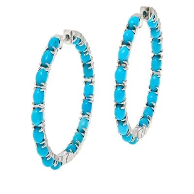 $79.99 • Buy Colleen Lopez Sterling Silver Kingman Turquoise InsideOut Hoop Earrings. 1.25 