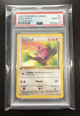 $75 • Buy 1999 Pokemon Jungle - 1st Edition Jigglypuff 54/64 - PSA 10 GEM MINT