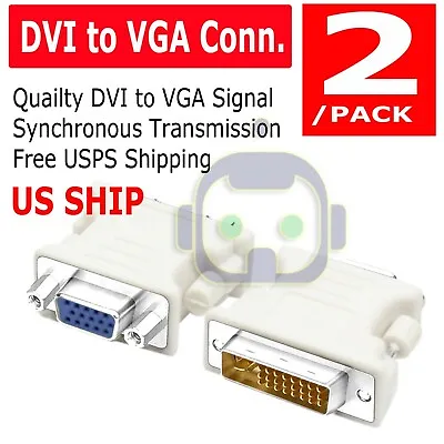 2x DVI-I Male Analog (24+5) To VGA Female (15-pin) Connector Adapter Desktop PCs • $4.75