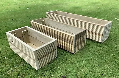 Wooden Garden Planters Plant Decking Timber Wood Flower Boxes Pots Troughs Large • £39.99