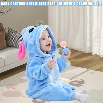 Baby Boy Blue Stitch Warm Birthday Fancy Party Costume Coverall Outfits Unisex  • £12.65