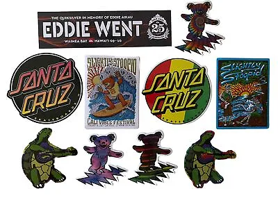 VINTAGE SKATEBOARDING STICKER Lot Surfing Sticker Lot Music Decals SET 10 Eddie • $7.99