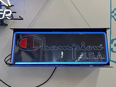 Vintage Champion Neon USA Light Up Store Front Sign Display 90s Still Works! • $275