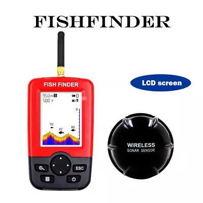 Echo Sounder Wireless Sonar Fish Finder LCD Screen 100m Depth Locator Fishfinder • £60.84