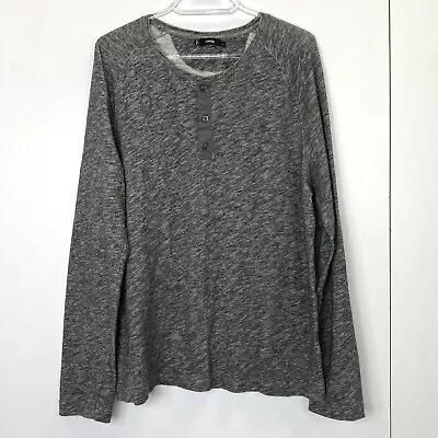 Vince Henley Shirt Mens Size Large Gray Long Sleeve Slub Pullover Cotton Top • $19.99
