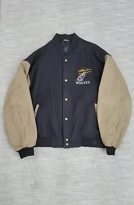 Vintage Treeline Outfitters Jacket Mens Large Wolf Howling At Moon Embroidered • $91.95