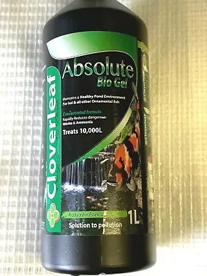 £14.50 • Buy Cloverleaf Absolute Bio Gel 1L Filter Start Reduce Ammonia & Nitrite Koi Pond