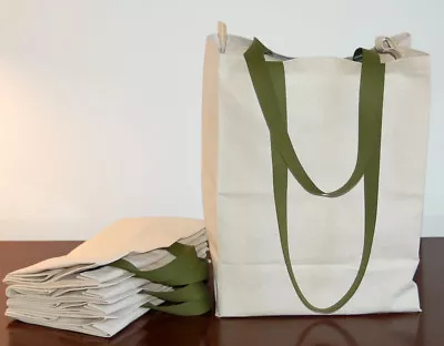 5 PAK Cotton CANVAS GROCERY BAG Shopping Totes - Long Handles - Made In USA • £40.38