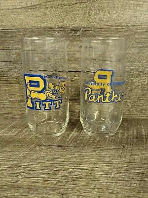 University Of Pittsburgh Pitt Panthers Retro Vintage Drinking Glasse Script Logo • $18