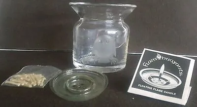 $12 • Buy FlamBuoyants Floating Flame Candle Wicks,Signed Vase W/ Etched Owl & Mouse