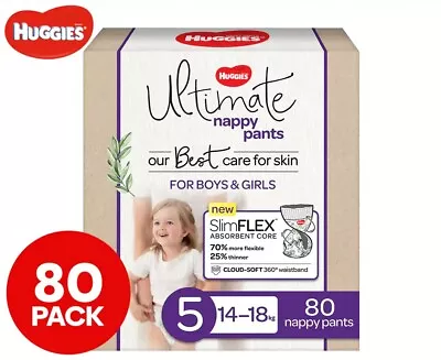 $76.95 • Buy Huggies Ultimate Size 5 14-18kg Nappy Pants 80pk