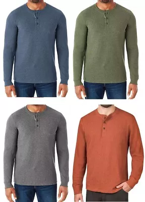 Member Mark Men Long Sleeve XLARGE Thermal Henley Rust/Green/Blue/Grey 4Pack • $36.99