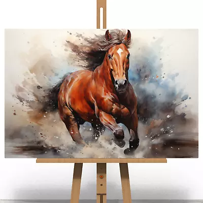 Horse Mare Stallion Canvas Print Picture Black Brown Modern Equestrian Art Gift • £9.99