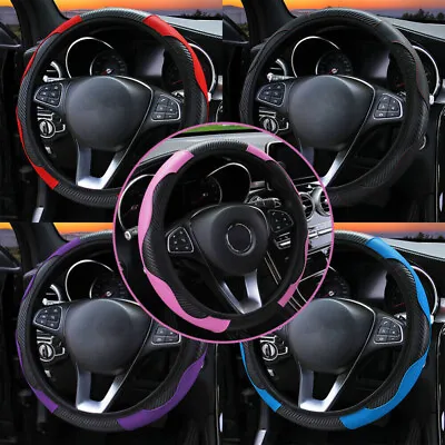 38CM 15  Auto Car Steering Wheel Cover PU Leather Universal Interiors Anti Slip • $15.98