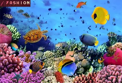 5X3Ft Under Sea Seabed World Backdrop Underwater Scene Colorful Marine Coral Fis • $13.99