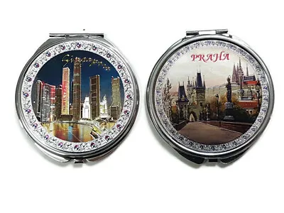 $29.95 • Buy 2 Pocket Cosmetic Makeup Mirrors Singapore Praha Prague Souvenir Make An Offer