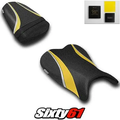 Suzuki GSXR 600 750 Seat Covers With Gel 2006 2007 Black Yellow Luimoto Carbon • $320