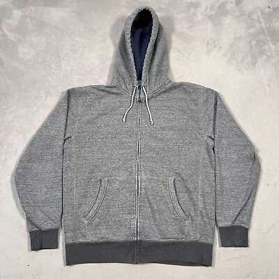 J Crew Sweater Mens Medium Gray Hoodie Full Zip Cotton Double Brushed Fleece • $19.95
