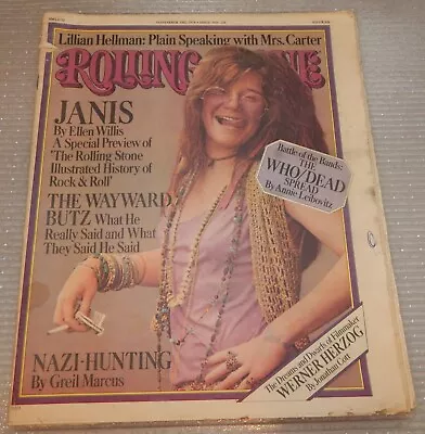 Vintage Rolling Stone Magazine- Nov. 1976 #226-Janis Joplin-Who/Dead-Clapton • $15.95