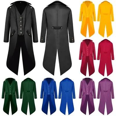 Men Children Boys Gothic Jacket Victorian Tailcoat Halloween Cosplay Tuxedo Coat • £27.48