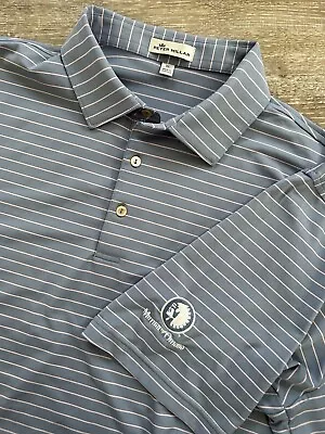 Peter Millar Polo Shirt Short Sleeve Striped Performance Mutual Of Omaha XL Logo • $28.98
