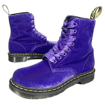 Dr Martens 1460 Pascal Velvet Purple Women’s Ankle Boots DMs Airwair UK 4 • £129.99