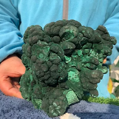 9.4LB Natural Green Malachite Spherical Quartz Cluster Crystal Mineral Specimen • $99