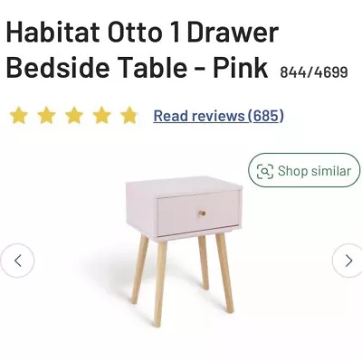 Habitat Otto Bedside Cabinet (pink & Natural) - New Still In Box • £10