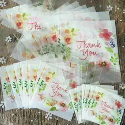 100 Pcs Thank You Cellophane Sweet Bags Self Adhesive Cookie Candy Gift Bag Xmas • $3.86