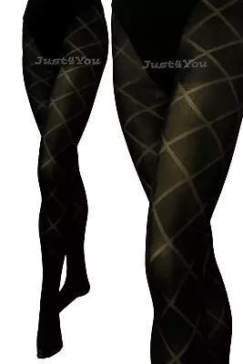 £6.49 • Buy Tights 60 Denier Patterned Unique Interpretation Of Modern Fishnet Tights New
