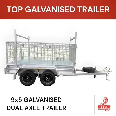 9x5 Tandem Trailer Galvanised Box Trailer Cage 900mm Ladder Racks 2t ATM New • $4460