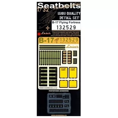 HGW 1/32 132529 B-17 Laser Cut Seatbelts W/photo Etch Buckles • $21