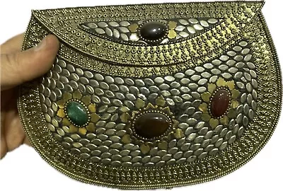 Vintage Beautiful Fubindia Metal Natural Stones And Chain Strap Metal Purse • $71.24