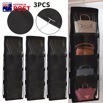 AU 3X 8 Pocket Double-sided Handbag Storage Bag Holder Hanging Organizer Shelf • $26.19