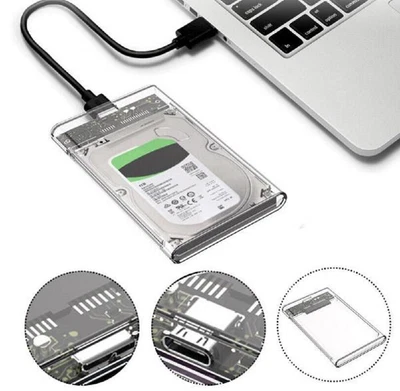$8.47 • Buy 2.5  SATA USB 3.0 Clear Hard Drive Disk HDD SSD Enclosure External Laptop Case