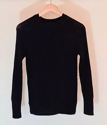 Dark Navy Chunky Knit Crew Neck Sweater XS Raglan Sleeves J CREW • $60