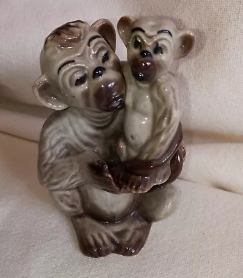 Vintage Ceramic Arts Studio Madison Wis Monkey & Baby Salt & Pepper Shakers • $15