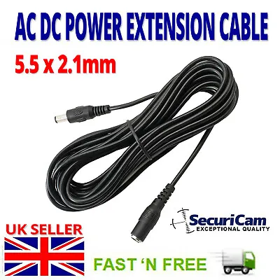 £3.95 • Buy Extension Lead Cable Cord For Ac/dc 5v 9v 12v Power Supply Adapters 5.5x2.1 Tip