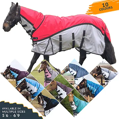 600D Lightweight 2 In 1 Combo Neck Fly Rugs For Horses Adjust Chest Belly 10Clrs • £30.99