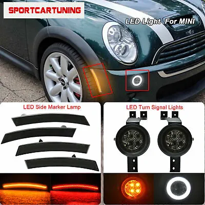 LED Side Marker Lights Smoked +Halo Turn Signal Lamp For Mini Cooper R50 R52 R53 • $132.02
