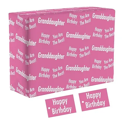 1 Sheet Of Granddaughter Birthday Luxury Wrapping Paper - For 10th 13th 16th • £4.50